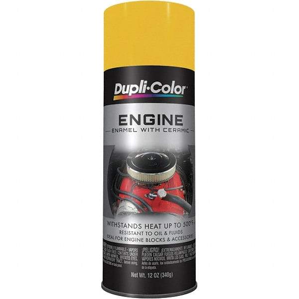 Dupli-Color - 12 oz Daytona Yellow Automotive Heat Resistant Paint - Gloss Finish, 500°F Max Temp, Comes in Aerosol Can - Eagle Tool & Supply