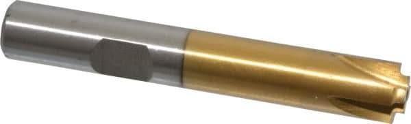 Interstate - 1/32" Radius, 3/8" Mill Diam, 4 Flute High Speed Steel Corner Rounding End Mill - Single End, TiN Finish, 2-1/2" OAL, 3/8" Shank Diam - Eagle Tool & Supply
