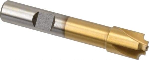 Interstate - 1/16" Radius, 7/16" Mill Diam, 4 Flute High Speed Steel Corner Rounding End Mill - Single End, TiN Finish, 2-1/2" OAL, 3/8" Shank Diam - Eagle Tool & Supply