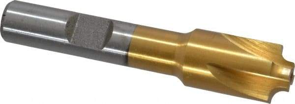 Interstate - 3/32" Radius, 1/2" Mill Diam, 4 Flute High Speed Steel Corner Rounding End Mill - Single End, TiN Finish, 2-1/2" OAL, 3/8" Shank Diam - Eagle Tool & Supply