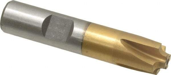 Interstate - 3/32" Radius, 1/2" Mill Diam, 4 Flute High Speed Steel Corner Rounding End Mill - Single End, TiN Finish, 2-1/2" OAL, 1/2" Shank Diam - Eagle Tool & Supply