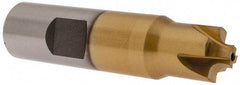 Interstate - 1/8" Radius, 5/8" Mill Diam, 4 Flute High Speed Steel Corner Rounding End Mill - Single End, TiN Finish, 3" OAL, 3/4" Shank Diam - Eagle Tool & Supply