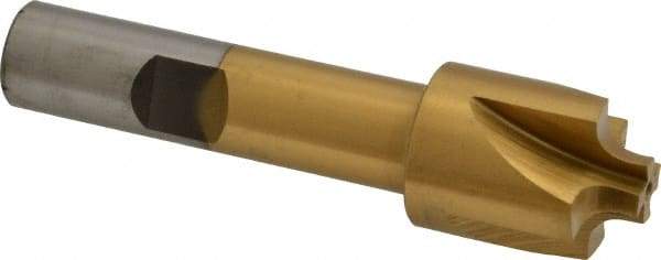 Interstate - 9/64" Radius, 3/4" Mill Diam, 4 Flute High Speed Steel Corner Rounding End Mill - Single End, TiN Finish, 3" OAL, 1/2" Shank Diam - Eagle Tool & Supply