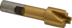 Interstate - 9/64" Radius, 3/4" Mill Diam, 4 Flute High Speed Steel Corner Rounding End Mill - Single End, TiN Finish, 3" OAL, 1/2" Shank Diam - Eagle Tool & Supply
