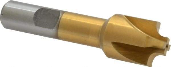Interstate - 5/32" Radius, 3/4" Mill Diam, 4 Flute High Speed Steel Corner Rounding End Mill - Single End, TiN Finish, 3" OAL, 1/2" Shank Diam - Eagle Tool & Supply