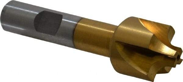 Interstate - 3/16" Radius, 7/8" Mill Diam, 4 Flute High Speed Steel Corner Rounding End Mill - Single End, TiN Finish, 3" OAL, 1/2" Shank Diam - Eagle Tool & Supply