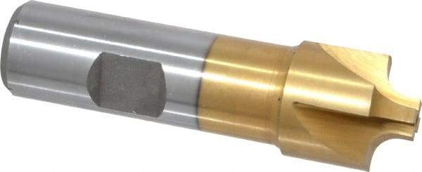 Interstate - 3/16" Radius, 7/8" Mill Diam, 4 Flute High Speed Steel Corner Rounding End Mill - Single End, TiN Finish, 3-1/8" OAL, 3/4" Shank Diam - Eagle Tool & Supply