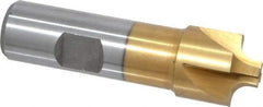 Interstate - 3/16" Radius, 7/8" Mill Diam, 4 Flute High Speed Steel Corner Rounding End Mill - Single End, TiN Finish, 3-1/8" OAL, 3/4" Shank Diam - Eagle Tool & Supply