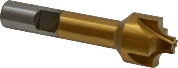 Interstate - 13/64" Radius, 7/8" Mill Diam, 4 Flute High Speed Steel Corner Rounding End Mill - Single End, TiN Finish, 3-1/8" OAL, 1/2" Shank Diam - Eagle Tool & Supply