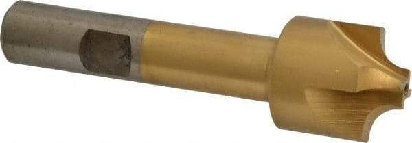 Interstate - 7/32" Radius, 7/8" Mill Diam, 4 Flute High Speed Steel Corner Rounding End Mill - Single End, TiN Finish, 3-1/4" OAL, 1/2" Shank Diam - Eagle Tool & Supply