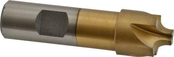 Interstate - 7/32" Radius, 7/8" Mill Diam, 4 Flute High Speed Steel Corner Rounding End Mill - Single End, TiN Finish, 3-1/4" OAL, 3/4" Shank Diam - Eagle Tool & Supply