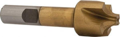 Interstate - 15/64" Radius, 7/8" Mill Diam, 4 Flute High Speed Steel Corner Rounding End Mill - Single End, TiN Finish, 3-1/8" OAL, 1/2" Shank Diam - Eagle Tool & Supply