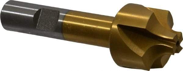 Interstate - 1/4" Radius, 1" Mill Diam, 4 Flute High Speed Steel Corner Rounding End Mill - Single End, TiN Finish, 3-1/8" OAL, 1/2" Shank Diam - Eagle Tool & Supply