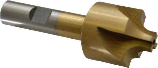 Interstate - 9/32" Radius, 1-1/8" Mill Diam, 4 Flute High Speed Steel Corner Rounding End Mill - Single End, TiN Finish, 3-1/4" OAL, 1/2" Shank Diam - Eagle Tool & Supply