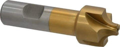 Interstate - 5/16" Radius, 1-1/8" Mill Diam, 4 Flute High Speed Steel Corner Rounding End Mill - Single End, TiN Finish, 3-1/2" OAL, 3/4" Shank Diam - Eagle Tool & Supply