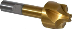Interstate - 21/64" Radius, 1-1/8" Mill Diam, 4 Flute High Speed Steel Corner Rounding End Mill - Single End, TiN Finish, 3-1/4" OAL, 1/2" Shank Diam - Eagle Tool & Supply