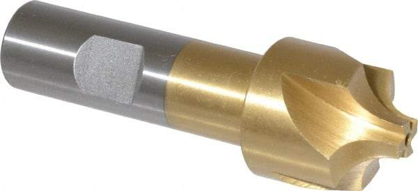 Interstate - 11/32" Radius, 1-1/8" Mill Diam, 4 Flute High Speed Steel Corner Rounding End Mill - Single End, TiN Finish, 3-1/2" OAL, 3/4" Shank Diam - Eagle Tool & Supply