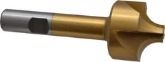 Interstate - 3/8" Radius, 1-1/4" Mill Diam, 4 Flute High Speed Steel Corner Rounding End Mill - Single End, TiN Finish, 3-1/2" OAL, 1/2" Shank Diam - Eagle Tool & Supply