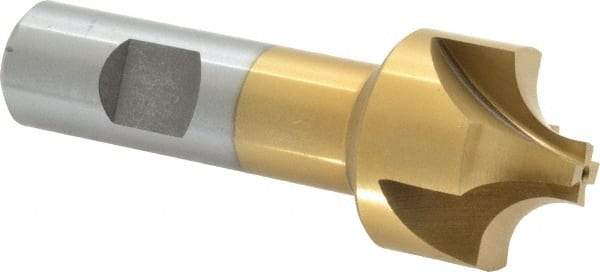 Interstate - 3/8" Radius, 1-1/4" Mill Diam, 4 Flute High Speed Steel Corner Rounding End Mill - Single End, TiN Finish, 3-1/2" OAL, 3/4" Shank Diam - Eagle Tool & Supply