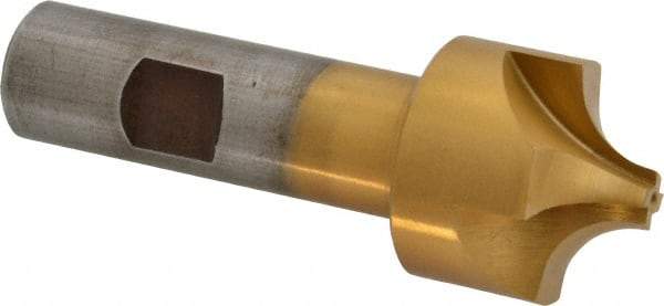 Interstate - 13/32" Radius, 1-1/4" Mill Diam, 4 Flute High Speed Steel Corner Rounding End Mill - Single End, TiN Finish, 3-1/2" OAL, 3/4" Shank Diam - Eagle Tool & Supply