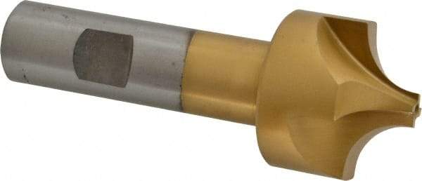 Interstate - 15/32" Radius, 1-3/8" Mill Diam, 4 Flute High Speed Steel Corner Rounding End Mill - Single End, TiN Finish, 3-3/4" OAL, 3/4" Shank Diam - Eagle Tool & Supply