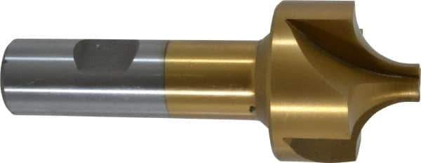 Interstate - 1/2" Radius, 1-1/2" Mill Diam, 4 Flute High Speed Steel Corner Rounding End Mill - Single End, TiN Finish, 3-7/8" OAL, 3/4" Shank Diam - Eagle Tool & Supply