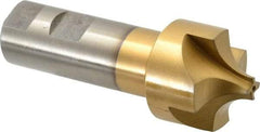 Interstate - 1/2" Radius, 1-1/2" Mill Diam, 4 Flute High Speed Steel Corner Rounding End Mill - Single End, TiN Finish, 4-1/8" OAL, 1" Shank Diam - Eagle Tool & Supply