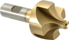 Interstate - 9/16" Radius, 1-5/16" Mill Diam, 4 Flute High Speed Steel Corner Rounding End Mill - Single End, TiN Finish, 4" OAL, 3/4" Shank Diam - Eagle Tool & Supply