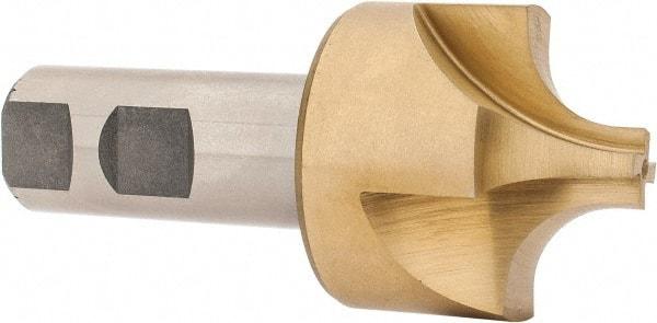 Interstate - 9/16" Radius, 1-5/16" Mill Diam, 4 Flute High Speed Steel Corner Rounding End Mill - Single End, TiN Finish, 4-1/4" OAL, 1" Shank Diam - Eagle Tool & Supply