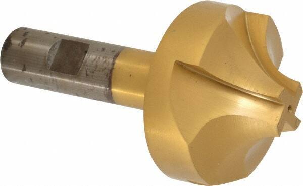 Interstate - 11/16" Radius, 2-1/4" Mill Diam, 4 Flute High Speed Steel Corner Rounding End Mill - Single End, TiN Finish, 4-1/8" OAL, 3/4" Shank Diam - Eagle Tool & Supply