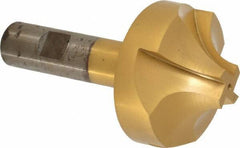 Interstate - 11/16" Radius, 2-1/4" Mill Diam, 4 Flute High Speed Steel Corner Rounding End Mill - Single End, TiN Finish, 4-1/8" OAL, 3/4" Shank Diam - Eagle Tool & Supply