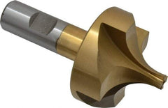 Interstate - 3/4" Radius, 2-1/4" Mill Diam, 4 Flute High Speed Steel Corner Rounding End Mill - Single End, TiN Finish, 4-1/8" OAL, 3/4" Shank Diam - Eagle Tool & Supply