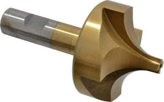 Interstate - 7/8" Radius, 2-1/2" Mill Diam, 4 Flute High Speed Steel Corner Rounding End Mill - Single End, TiN Finish, 4-1/2" OAL, 3/4" Shank Diam - Eagle Tool & Supply
