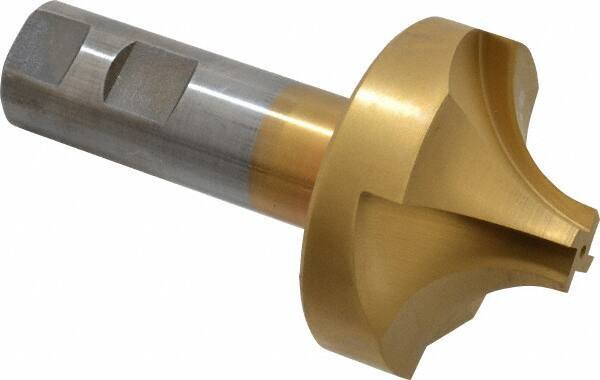 Interstate - 7/8" Radius, 2-1/2" Mill Diam, 4 Flute High Speed Steel Corner Rounding End Mill - Single End, TiN Finish, 4-1/2" OAL, 1" Shank Diam - Eagle Tool & Supply