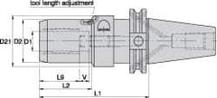 Kennametal - HSK63A Taper Shank, 1/2" Hole Diam, Hydraulic Tool Holder/Chuck - 20.57mm Nose Diam, 170mm Projection, 1.42" Clamp Depth, 15,000 RPM, Through Coolant - Exact Industrial Supply