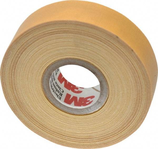 3M - 3/4" x 60', Yellow Cotton Cloth Electrical Tape - Series 2520, 8 mil Thick, 800 V/mil Dielectric Strength, 50 Lb./Inch Tensile Strength - Eagle Tool & Supply