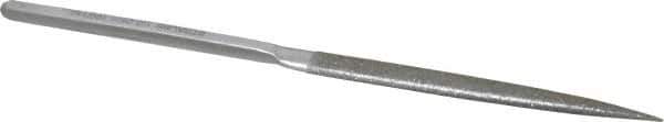 Strauss - 8-1/2" OAL Medium Half Round Needle Diamond File - 1/2" Wide x 5/32" Thick, 4-3/8 LOC, 126 Grit - Eagle Tool & Supply