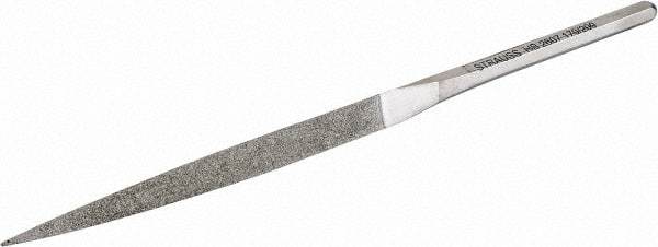 Strauss - 8-1/2" OAL Fine Three Square Needle Diamond File - 3/8" Wide x 3/8" Thick, 4-3/8 LOC, 91 Grit - Eagle Tool & Supply