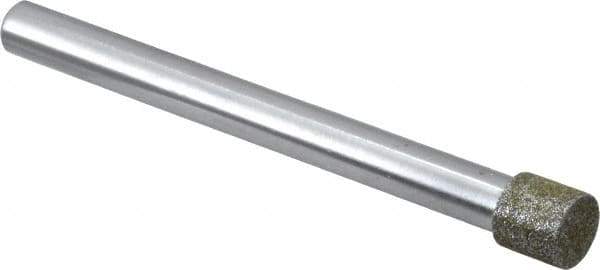 Strauss - 0.335" Head Diam x 0.315" Head Thickness Diamond (Abrasive) Grinding Pin - 1/4" Shank Diam x 3" Shank Length, Medium Grade, 80 Grit - Eagle Tool & Supply