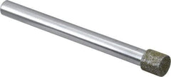 Strauss - 0.335" Head Diam x 0.315" Head Thickness Diamond (Abrasive) Grinding Pin - 1/4" Shank Diam x 3" Shank Length, Medium Grade, 80 Grit - Eagle Tool & Supply