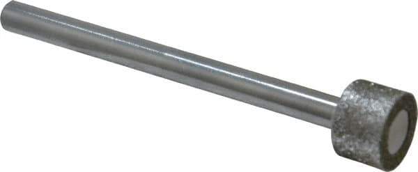 Strauss - 0.591" Head Diam x 0.394" Head Thickness Diamond (Abrasive) Grinding Pin - 1/4" Shank Diam x 3-1/2" Shank Length, Medium Grade, 80 Grit - Eagle Tool & Supply
