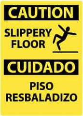 NMC - "Caution - Slippery Floor", 14" Long x 10" Wide, Aluminum Safety Sign - Rectangle, 0.04" Thick, Use for Accident Prevention - Eagle Tool & Supply