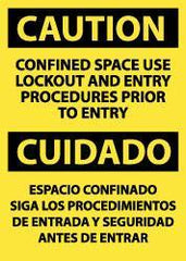 NMC - "Caution - Confined Space - Use Lockout and Entry Procedures Prior to Entry", 14" Long x 10" Wide, Rigid Plastic Safety Sign - Rectangle, 0.05" Thick, Use for Accident Prevention - Eagle Tool & Supply