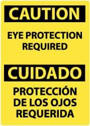 NMC - "Caution - Eye Protection Required", 14" Long x 10" Wide, Rigid Plastic Safety Sign - Rectangle, 0.05" Thick, Use for Accident Prevention - Eagle Tool & Supply