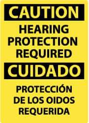 NMC - "Caution - Hearing Protection Required", 14" Long x 10" Wide, Aluminum Safety Sign - Rectangle, 0.04" Thick, Use for Accident Prevention - Eagle Tool & Supply