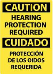 NMC - "Caution - Hearing Protection Required", 14" Long x 10" Wide, Rigid Plastic Safety Sign - Rectangle, 0.05" Thick, Use for Accident Prevention - Eagle Tool & Supply