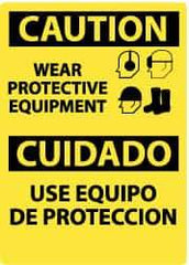 NMC - "Caution - Wear Protective Equipment", 14" Long x 10" Wide, Rigid Plastic Safety Sign - Rectangle, 0.05" Thick, Use for Accident Prevention - Eagle Tool & Supply