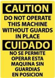 NMC - "Caution - Do Not Operate Machine without Guards in Place", 14" Long x 10" Wide, Rigid Plastic Safety Sign - Rectangle, 0.05" Thick, Use for Accident Prevention - Eagle Tool & Supply