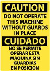 NMC - "Caution - Do Not Operate Machine without Guards in Place", 14" Long x 10" Wide, Aluminum Safety Sign - Rectangle, 0.04" Thick, Use for Accident Prevention - Eagle Tool & Supply