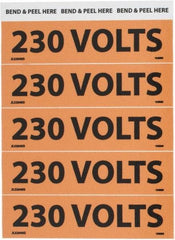 NMC - Electrical Markers Label - Legend: 230 Volts, English, Black & Orange, 4-1/2" Long x 1-1/8" High, Sign Muscle Finish - Eagle Tool & Supply
